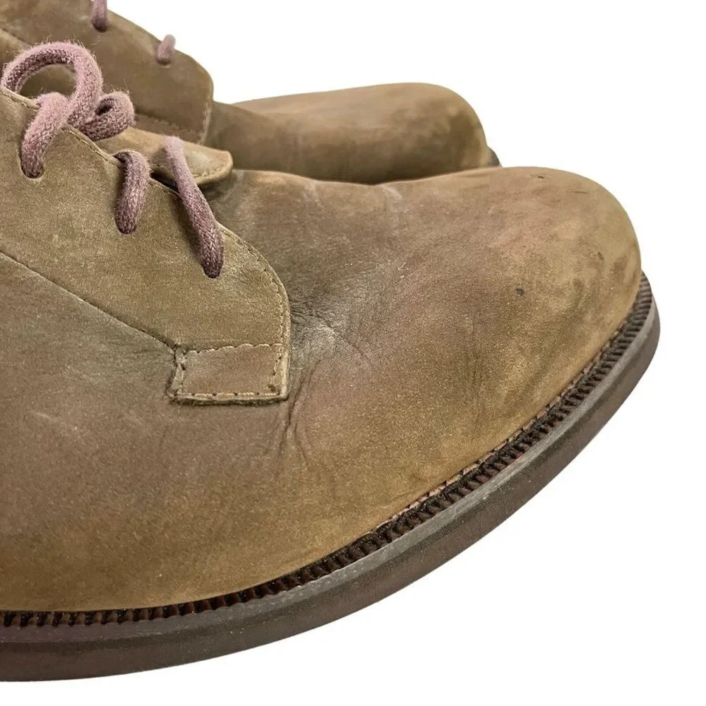 Eddie Bauer Mens Brown Lace UP Oxford Real Leather Casual Shoes Vibram Sole 14